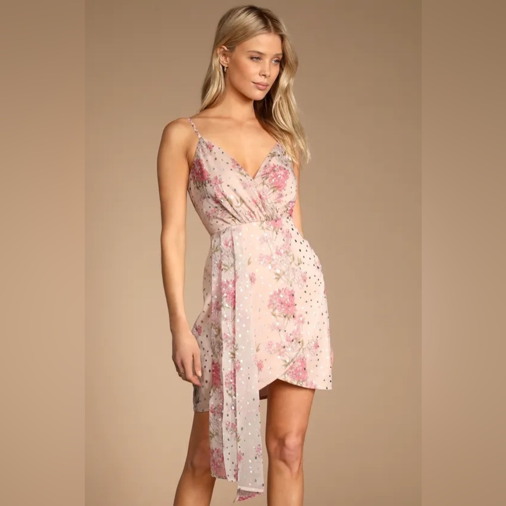 Lulu’s • Ready for Bliss Blush Pink Floral Print Tulip Mini Dress